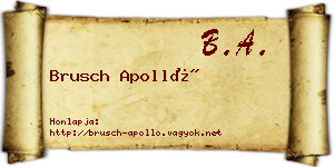 Brusch Apolló névjegykártya